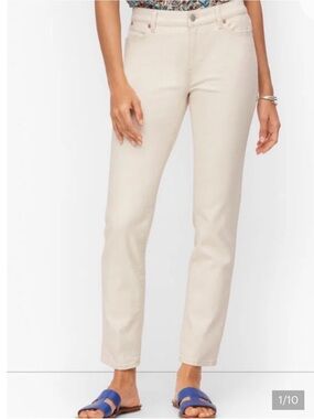 Talbots Slim Ankle Mid-Rise Cream 2 Petite Jeans